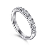 14K White Gold .78Carat TW 11 Stone French Pave' Diamond Wedding Band