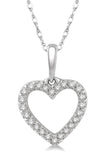 White Gold Diamond Hollow Cut Heart Pendant, 0.10CTW