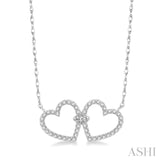 14K White Gold Diamond Twin Heart Necklace, 0.25 Carat TW