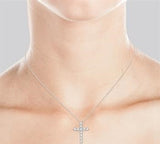 14K White Gold Diamond Cross Pendant, 0.25 Carat tw