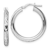 Sterling Silver Rhodium Plated DC Hoop Earrings