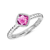 Sterling Silver Created Pink Sapphire Ring