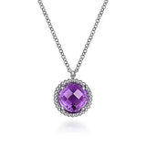 Sterling Silver Amethyst Center and Bujukan Pendant Necklace