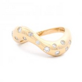 14K Yellow Gold Diamond Scattered Wavy Ring, 0.25carat TW