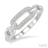 Sterling Silver Round Cut Diamond Paper Clip Ring, 0.10CTW