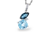 14K White Gold (2.37Carat TW) Blue Topaz and (0.03Carat TW) Diamond Fashion Pendant