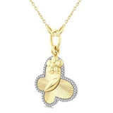 10K Yellow/White Gold Diamond Butterfly Charm Fluted Fashion Pendant, 0.15 Carat TW