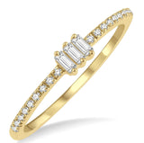 10KY Diamond Baguette and Round Cut Petite Fashion Ring, 0.20 CTW