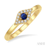 10KY Diamond & Sapphire Evil Eye Ring w/ 027 ctw Dia. & 2.6mm Sapph.