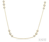 14KY Diamond Three Stone Station Necklace w/ 2.0 ctw & 18