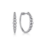 Sterling Silver Beaded Classic Hoop Earring