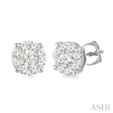 14K White Gold Diamond Stud Earrings, 0.75 Carat tw