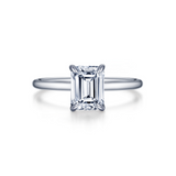 Sterling Silver Emerald Cut Engagement Ring, 2.00 Carat CZ TW