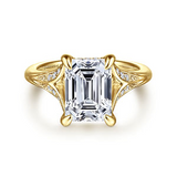 14K Yellow Gold Emerald  "CZ" Engagement Ring