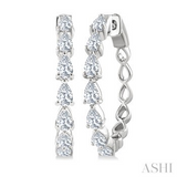 14KW Pear Shape East-West Diamond Fashion Hoop Earrings w/ 1.50 ctw