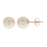 14K Yellow Gold Akoya Pearl Stud Earrings, 7 mm