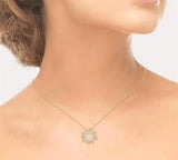 10K Two Tone Sunburst Diamond Pendant, 0.25 Carat tw