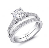 14K White Gold Diamond Semi-Mount Engagement Ring, 0.14 ctw