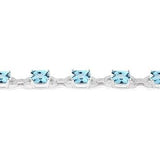 Sterling Silver Blue Topaz and Diamond Bracelet, 0.05 Carat Dia. TW