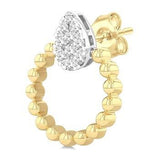 10K Yellow Gold Diamond Bead Shank Pear Shape Lovebright Earrings, 0.25Carat TW