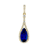 14KY Labgrown Pear-Shaped Blue Sapphire & Diamond Pendant w/ 2.66 ct Sapph. & 0.38 ctw Dia.