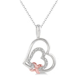 Sterling Silver Heart Shape Diamond Fashion Pendant, 0.03 Carat TW