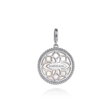 Sterling Silver Bujukan White Sapphire and MOP Round Compass Medallion Pendant