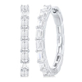 14KW East West Emerald Cut Fashion Hoop Earrings w/ 1.90 ctw