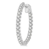 14K White Gold Diamond Hoop Earrings, 2.0 Carat tw
