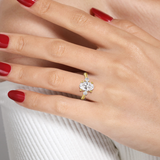 14K Yellow Gold 3.87Carat TW Oval "CZ" Engagement Ring with .29Carat TW Round Diamonds