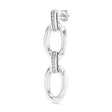 Sterling Silver Bold Open Link Diamond Earrings, 0.08 Carat TW
