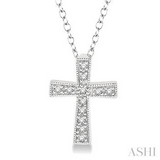 Sterling Silver Diamond Cross Pendant, 0.05Carat