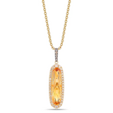 14K Honey Gold LeVian 2.60Carat TW Cinnamon Citrine with 0.31Carat TW Chocolate and Vanilla Diamond Pendant