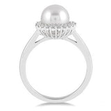 .20 CTW 14KW Pearl & Diamond Ring