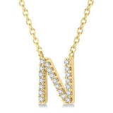 10KY Diamond Initial "N" Necklace w/ 0.07 ctw & 18" Chain