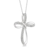 Sterling Silver Diamond Infinity Cross Pendant, 0.03 CaratTW