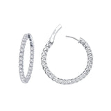 Sterling Silver Medium Inside Out CZ Hoops (2.0 ctw)