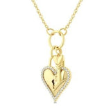 10K Yellow Gold Diamond Heart Lock & Key Diamond Fashion Pendant, 0.15Carat TW