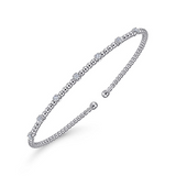14K White Gold Diamond Bujukan Bangle Bracelet, 0.21Carat TW