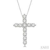 14K White Gold Diamond Cross Pendant, 0.50 Carat TW