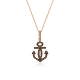 14KR Diamond Anchor Pendant w/ 0.32 ctw & 18"