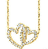 10K Yellow Gold .25Carat TW Diamond Interlocked Heart Necklace 18"