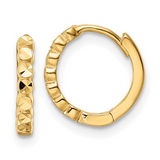 14K Yellow Gold Diamond Cut Huggie Earrings