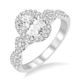 14K White Gold .30Carat Diamond Oval with .55Carat TW Diamond Rounds Engagement Ring Size 7