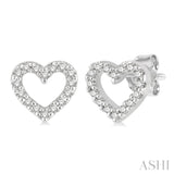 White Gold Diamond Heart Earrings, 0.10 Carat tw