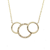 14KY Gold Diamond and Three Circle Necklace 18