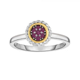 Sterling Silver & 18KY Accent Burma Ruby Ring w/ 2.2--2.3 mm Ruby