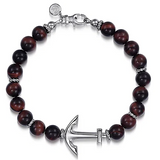 Sterling Silver & Tiger Eye Beaded Bracelet with Anchor