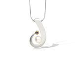 Sterling Silver Pearl & Iolite Pendant w/ 14KGP