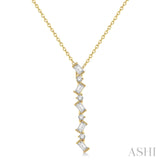 14KY Diamond Scatter Zig-Zag Baguette Fashion Pendant w/ 0.30 ctw & 18" Chain